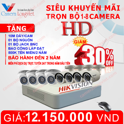 Bộ 08 Camera Turbo HD HIKVISION độ nét cao HD720P